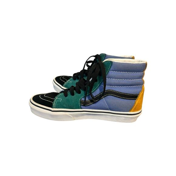 Vans SK8-Hi Womens 7 Suede Blue Green Black Yellow White pre owned - Picture 5 of 13